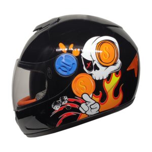 PRO HELMETS YA-201VR Full Face Çocuk Kask SKULL BLACK