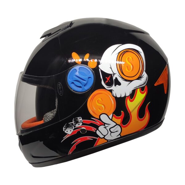 PRO HELMETS YA-201VR Full Face Çocuk Kask SKULL BLACK