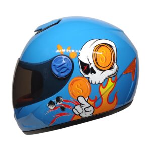 PRO HELMETS YA-201VR Full Face Çocuk Kask SKULL BLUE