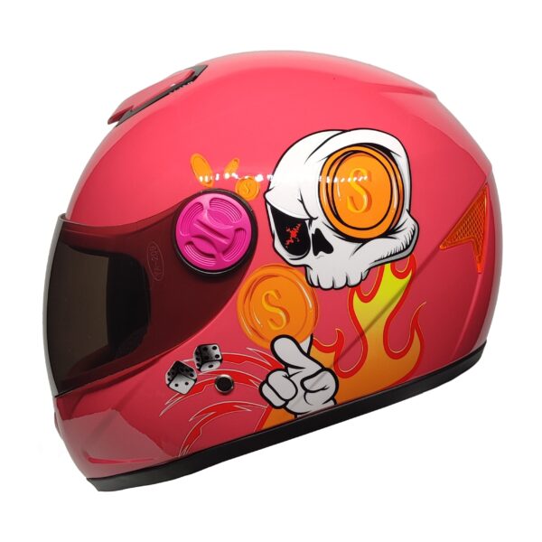 PRO HELMETS YA-201VR Full Face Çocuk Kask SKULL PINK