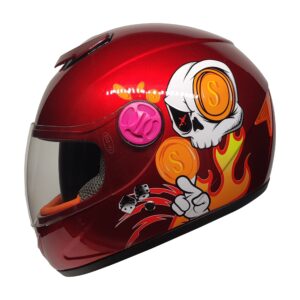 PRO HELMETS YA-201VR Full Face Çocuk Kask SKULL RED